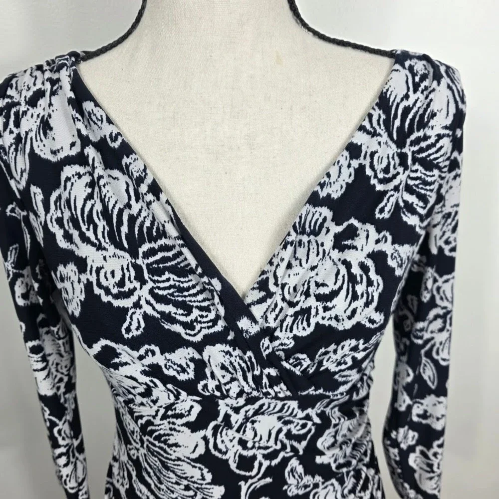 Lauren Ralph Lauren Womens Navy White Floral Print Sheath Dress‎ Size 8